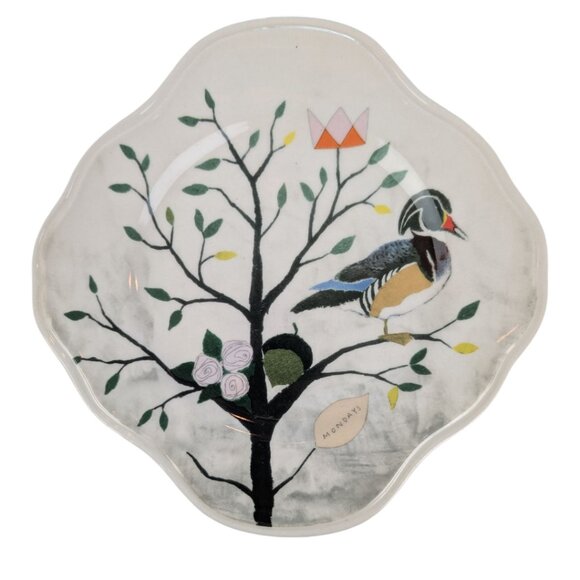 Anthropologie Rebecca Rebouche Curious Deciduous "Wandering Wood Duck" Plate - Picture 1 of 3